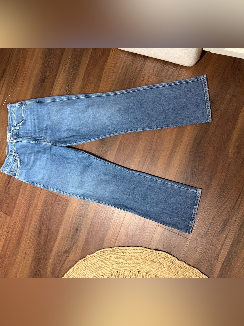 AGOLDE “Pinch Waist” high kick crop summer medium wash denim straight jeans $259 - Picture 2 of 9
